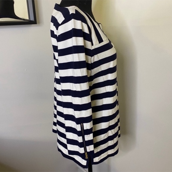 Talbots Navy/White Size Large Petite Striped Blouse(NWT) - Picture 3 of 11